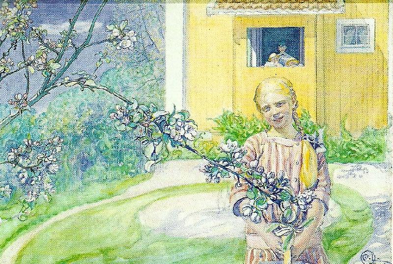 Carl Larsson appelblom-flicka vid appelblom oil painting picture